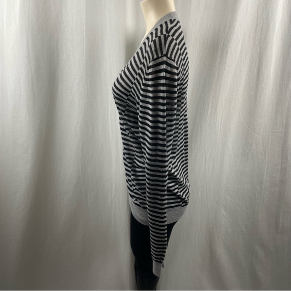 Theory Black and Grey Striped Goldsmith S Refinery Cardigan M - Picture 8 of 14